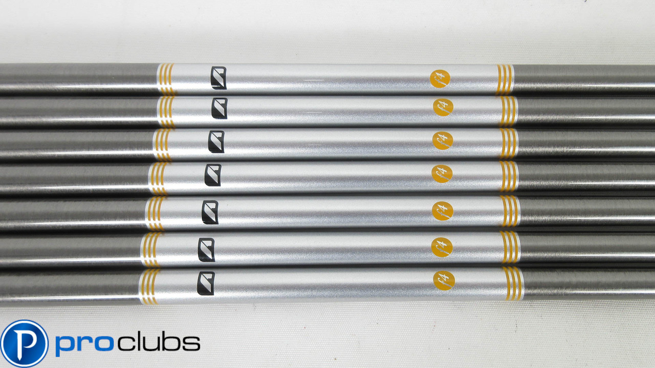 7pc NEW AEROTECH STEELFIBER fc 80 F4 STIFF FLEX IRON SHAFTS .370 TIP  (373142)